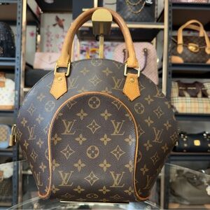 Louis Vuitton Brown Monogram Ellipse Dome PM with Tan Trim and Gold Hardware